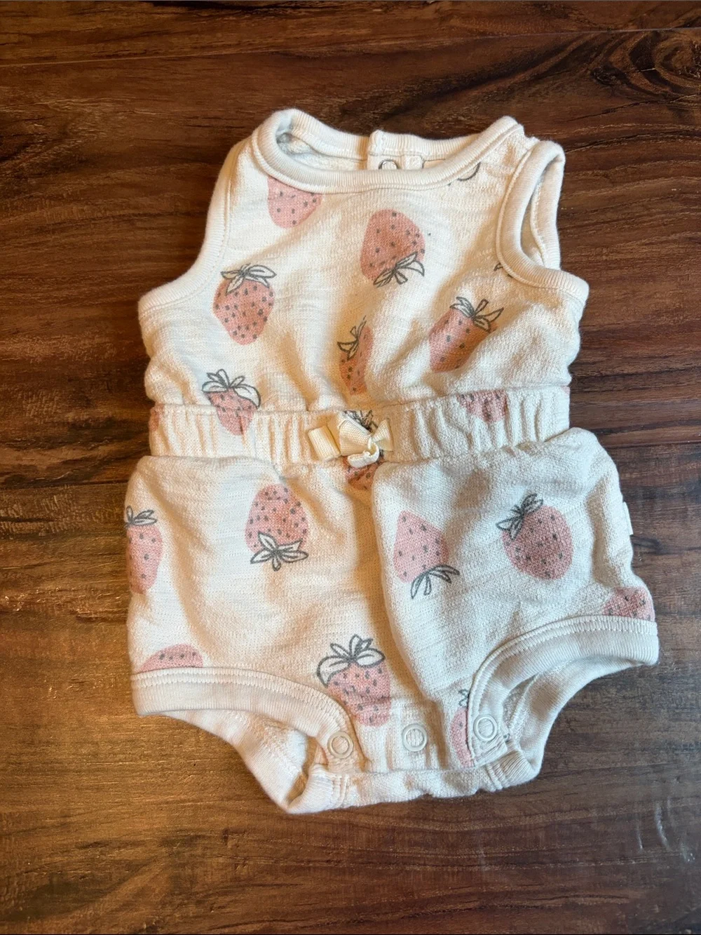 Carter's Cream Romper with Pink Strawberry Motif